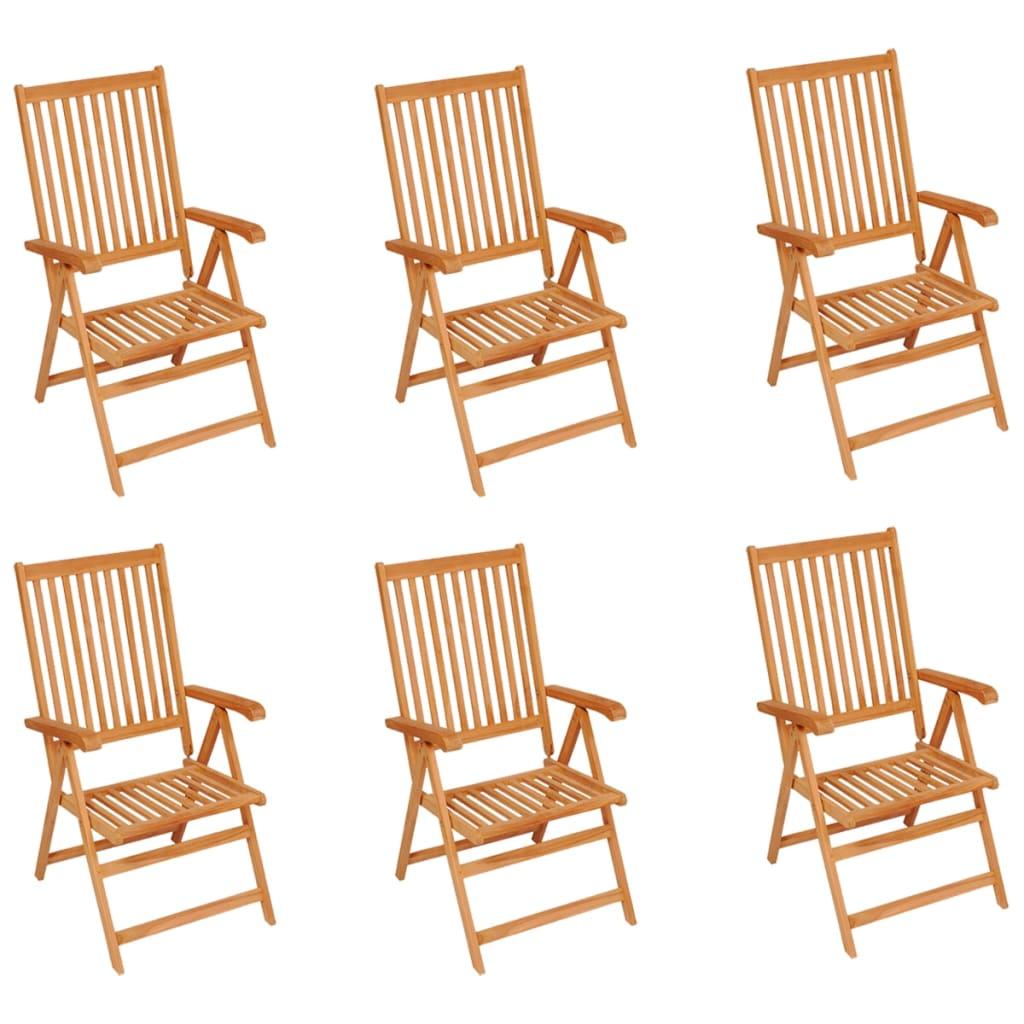 Garden Chairs 6 pcs with Beige Cushions Solid Teak Wood