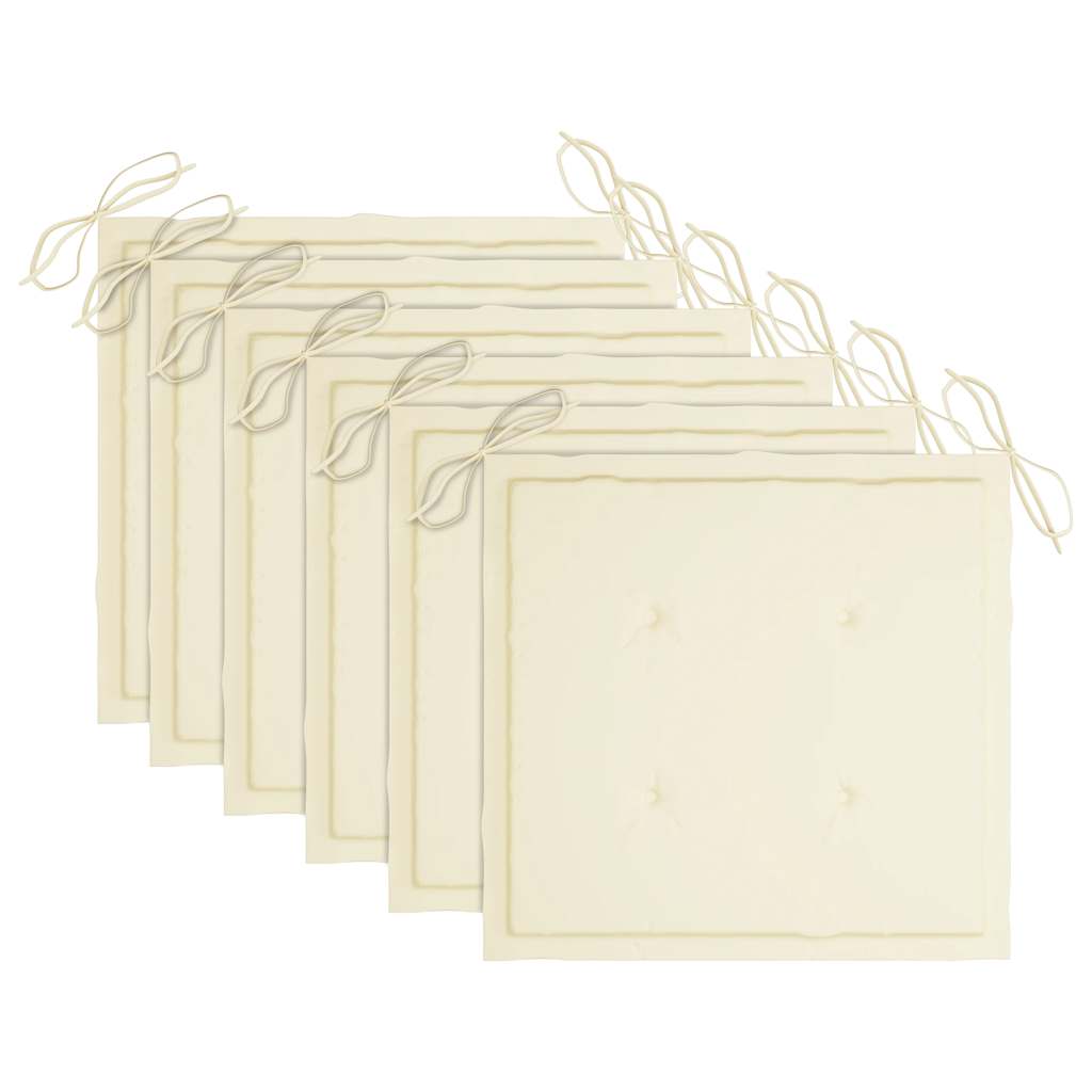 Garden Chairs with Cream Cushions 6 pcs Solid Teak Wood