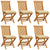 Garden Chairs with Cream White Cushions 6 pcs Solid Teak Wood