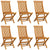 Garden Chairs with Cream White Cushions 6 pcs Solid Teak Wood