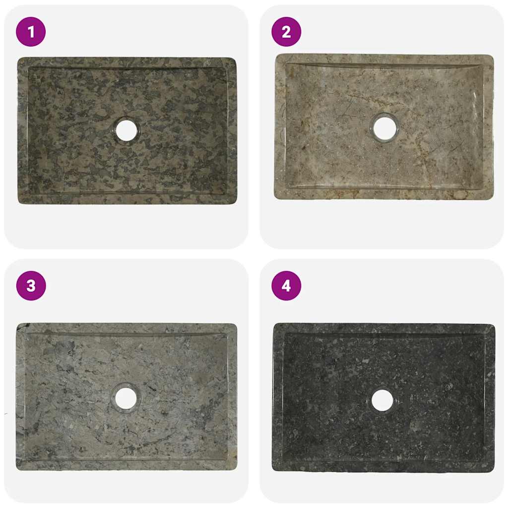 Sink 45x30x12 cm Marble High Gloss Grey