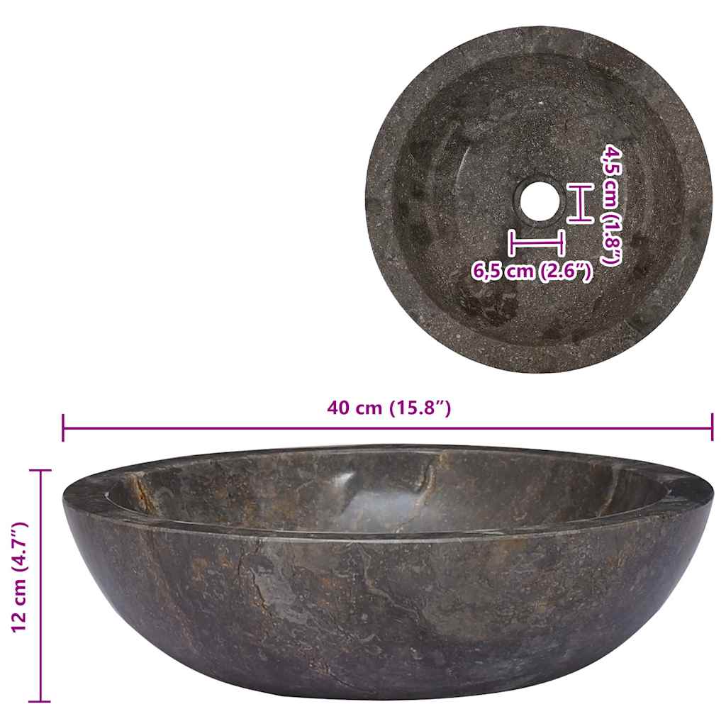 Sink Grey Ø40x12 cm Marble