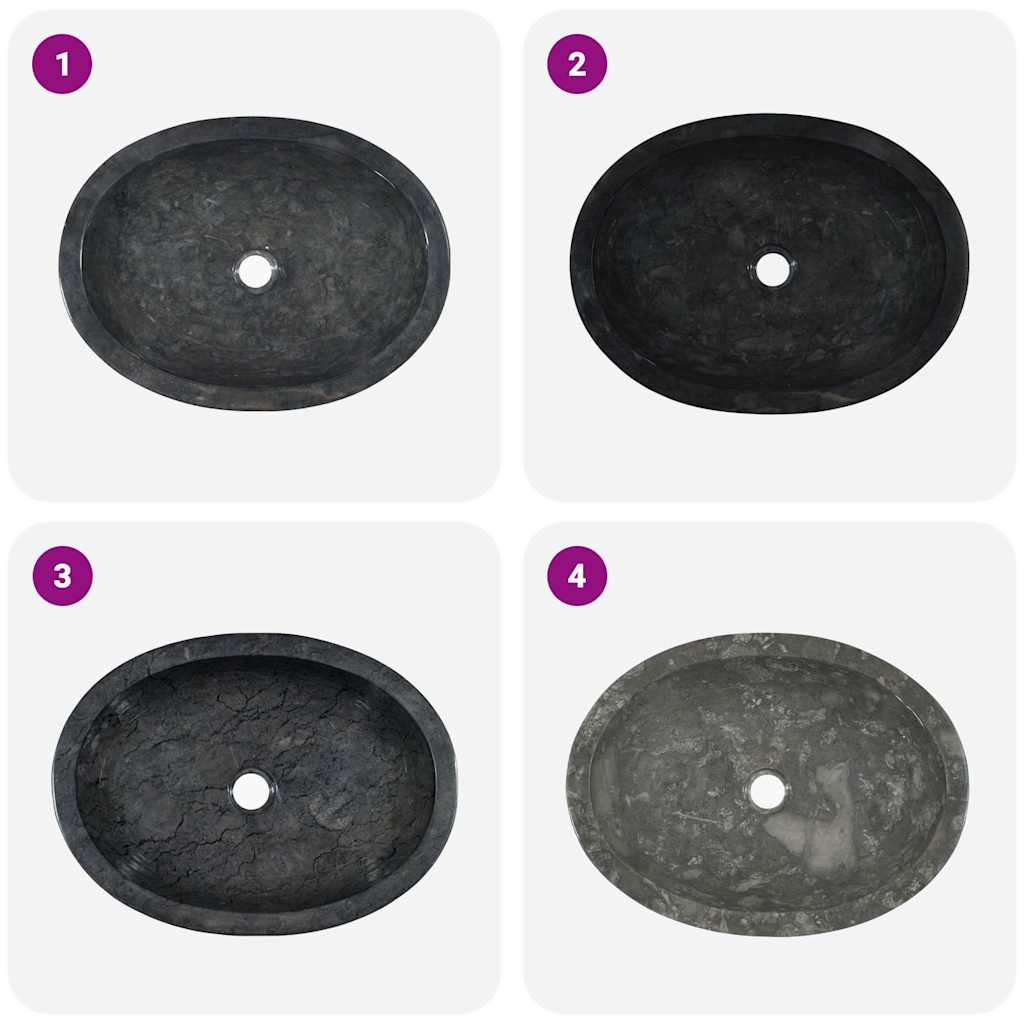 Sink Black 53x40x15 cm Marble