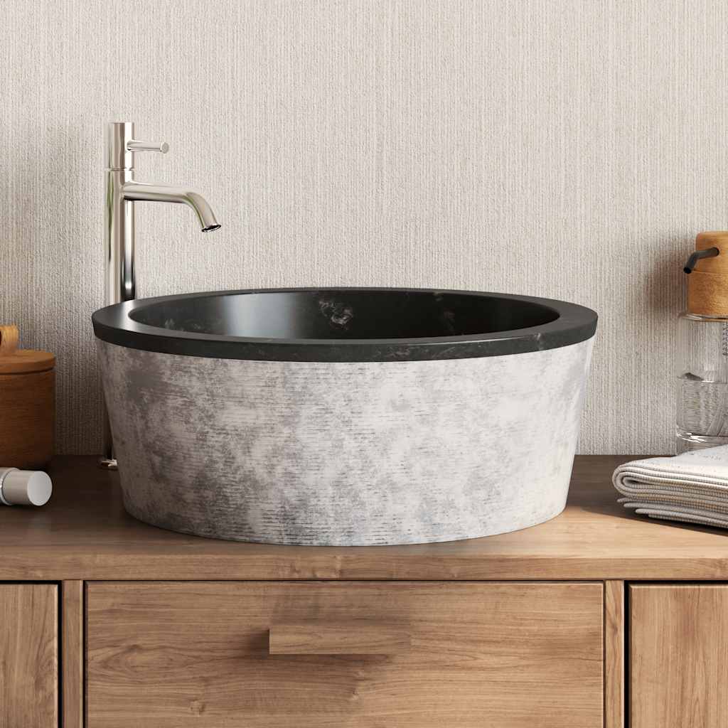 Sink Black Ø40x15 cm Marble