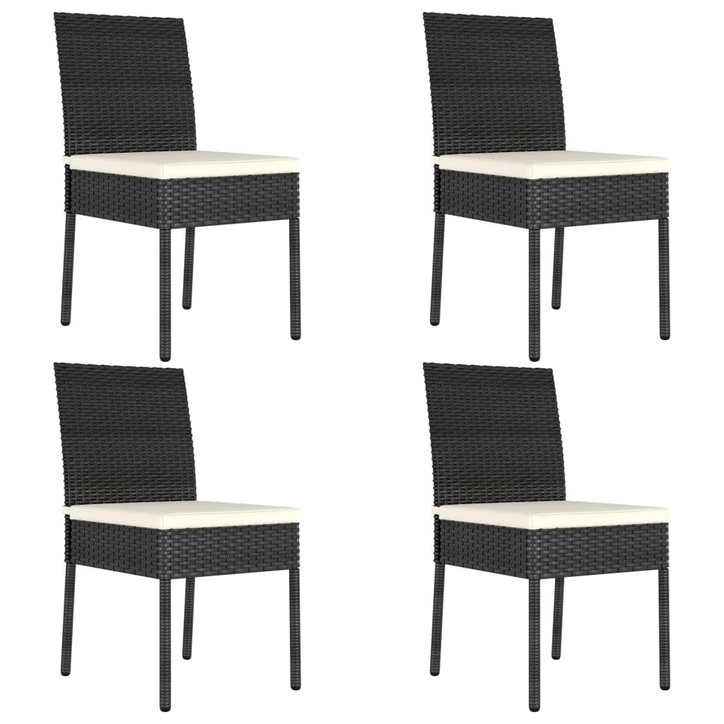 5 Piece Garden Dining Set Poly Rattan Black