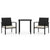 3 Piece Garden Dining Set Poly Rattan Black
