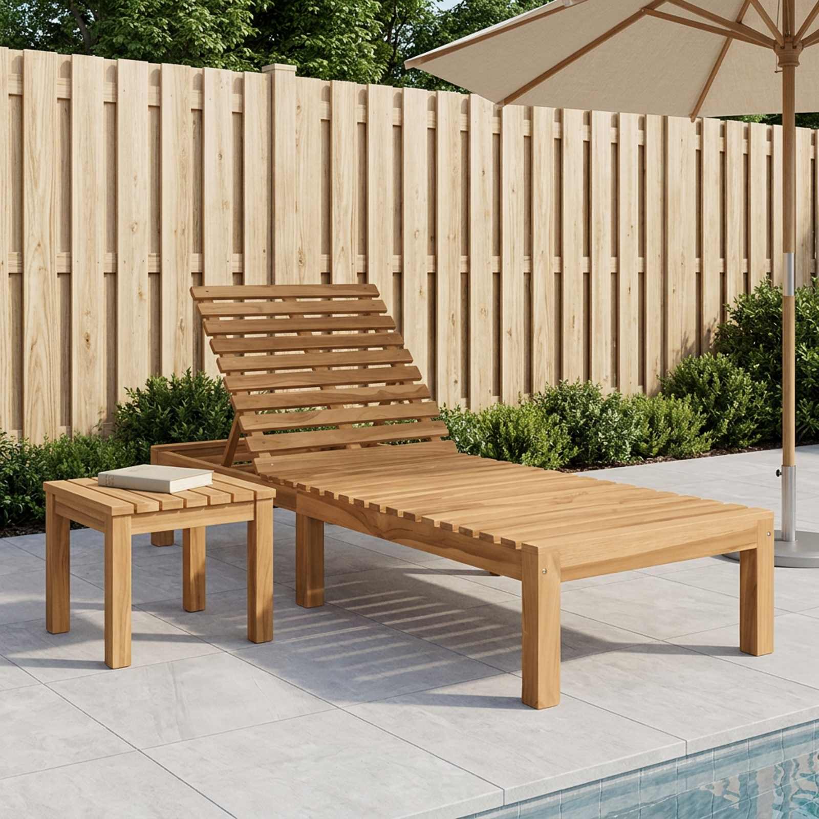 Sun Lounger Solid Wood Teak