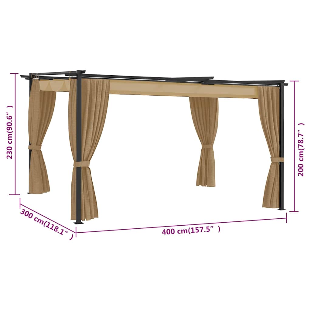 Gazebo 4x3 m Taupe