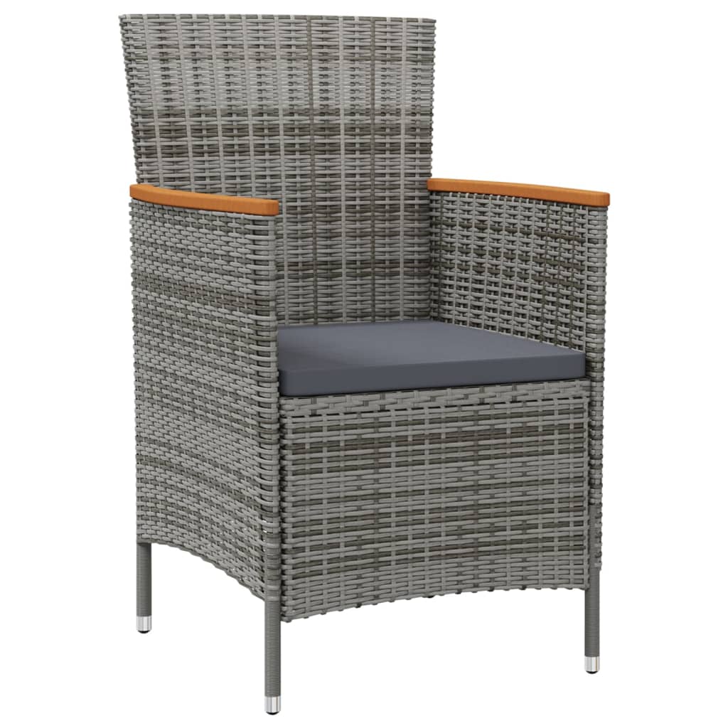 Garden Dining Chairs 2 pcs Poly Rattan Grey