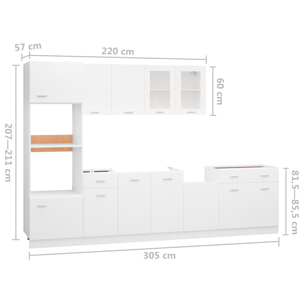 7 Piece Kitchen Cabinet Set White Engineered Wood