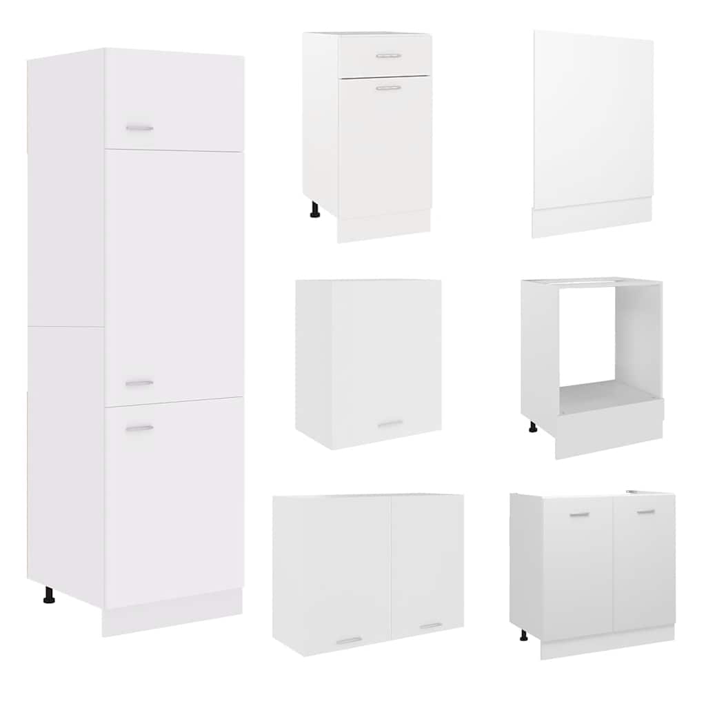 7 Piece Kitchen Cabinet Set Lyon White Engineered Wood