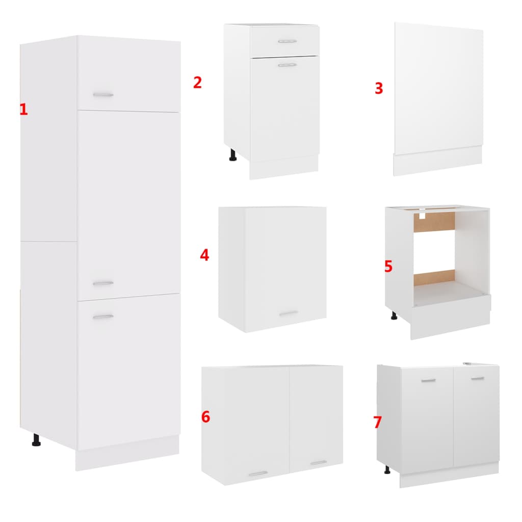 7 Piece Kitchen Cabinet Set White Engineered Wood