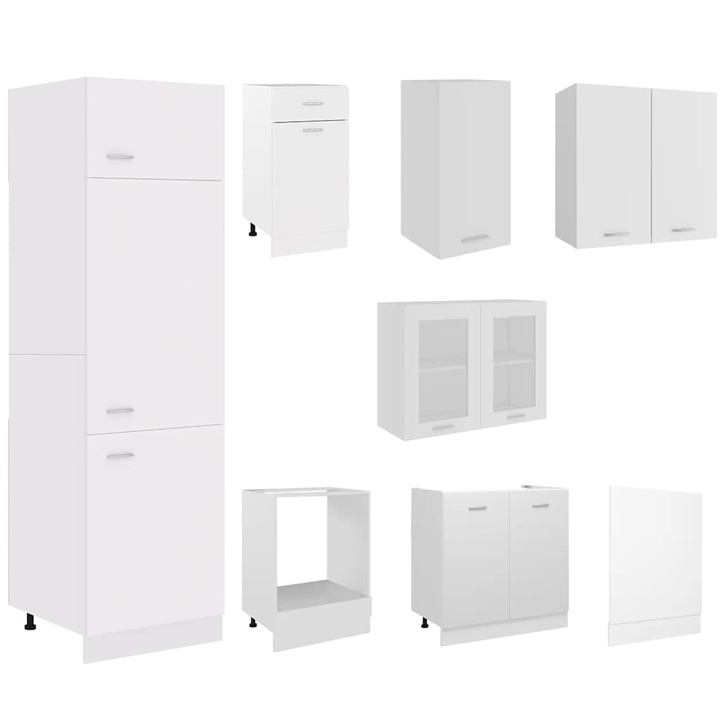 8 Piece Kitchen Cabinet Set Lyon White Engineered Wood