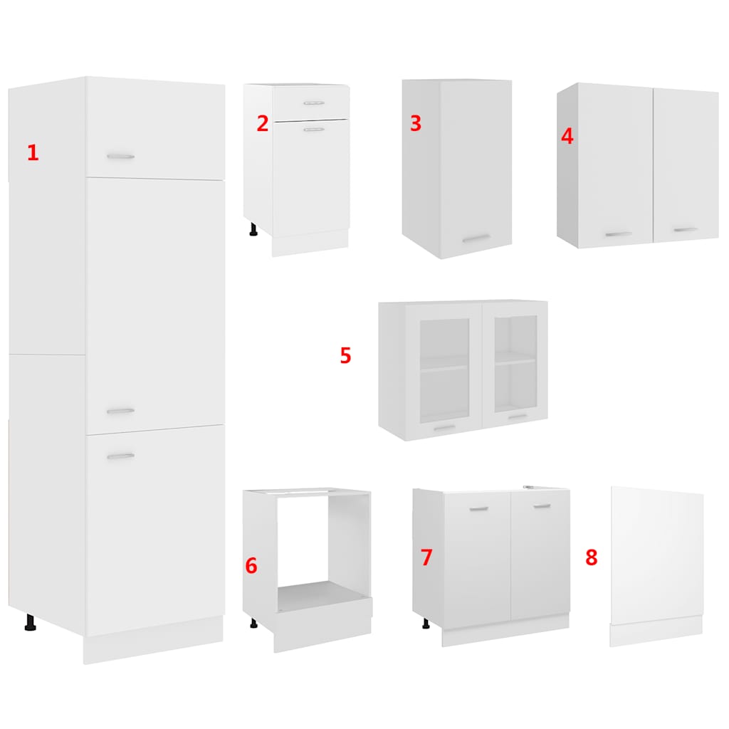 8 Piece Kitchen Cabinet Set Lyon White Engineered Wood
