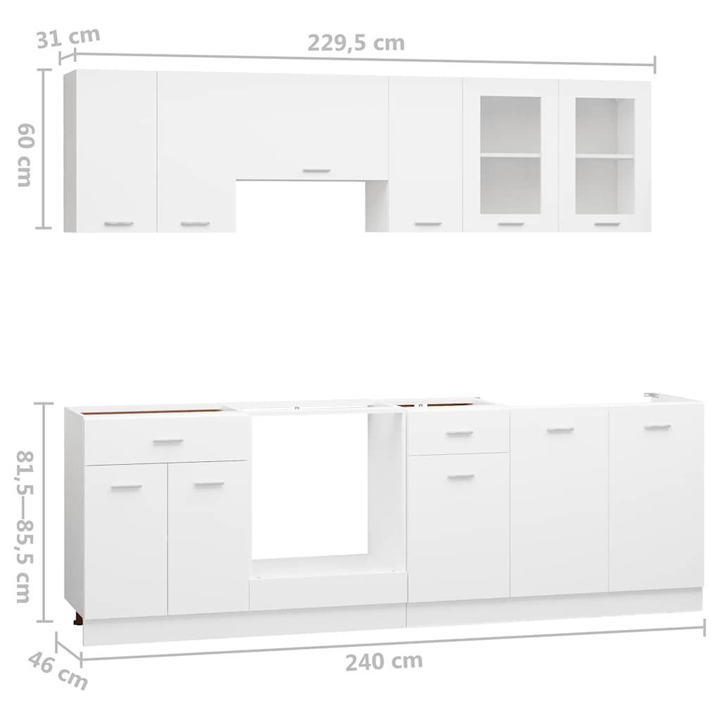 8 Piece Kitchen Cabinet Set Lyon White Engineered Wood