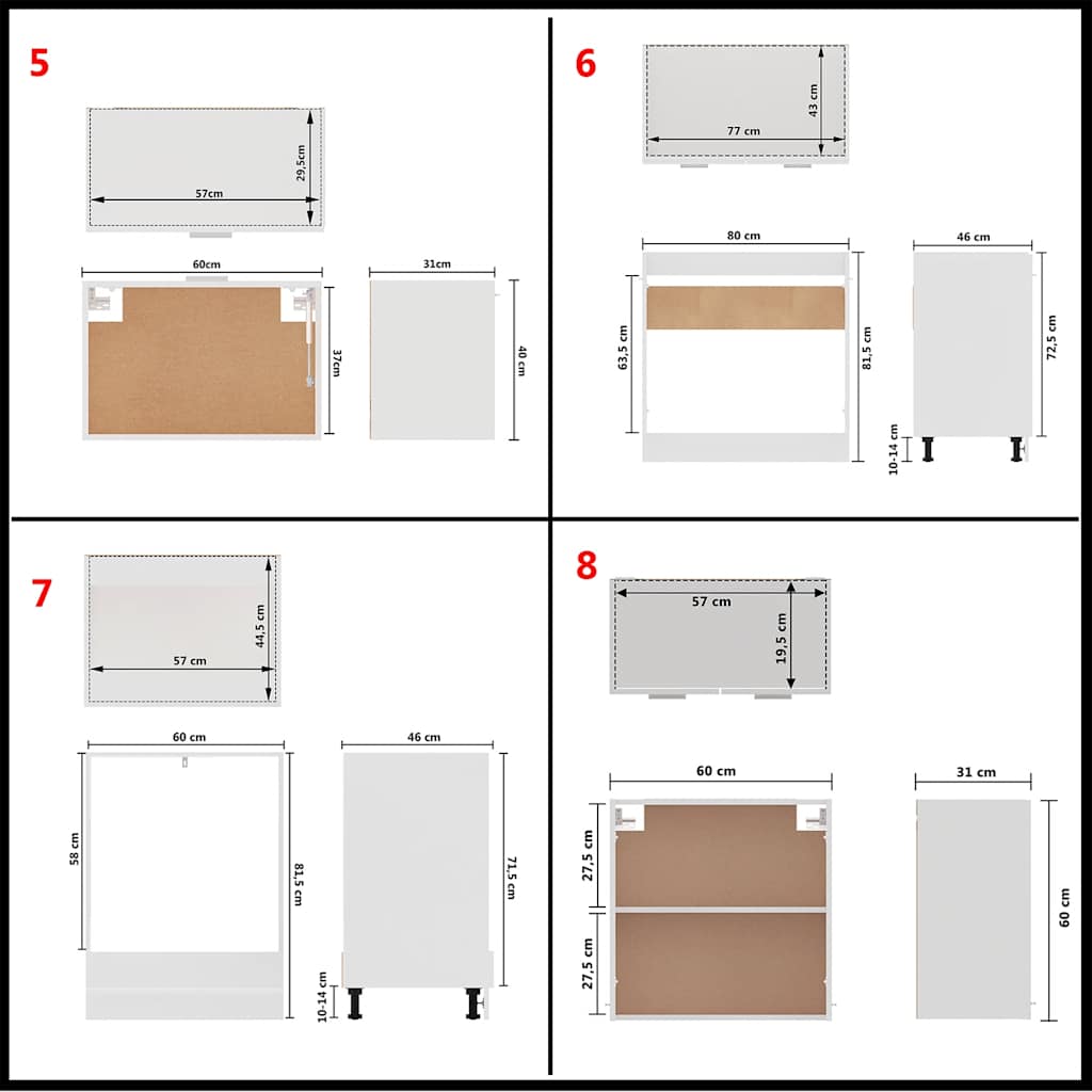 8 Piece Kitchen Cabinet Set Lyon White Engineered Wood
