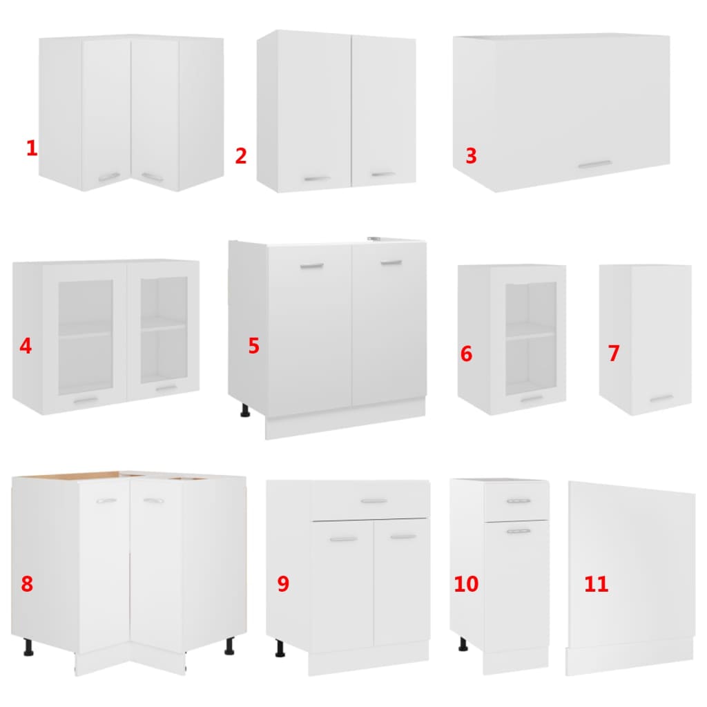 11 Piece Kitchen Cabinet Set Lyon White Engineered Wood