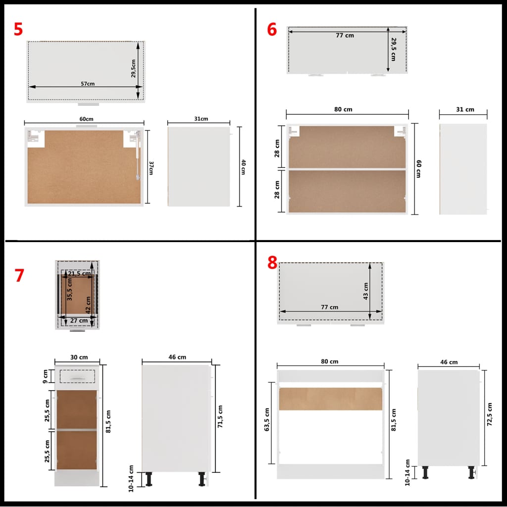 11 Piece Kitchen Cabinet Set Lyon White Engineered Wood