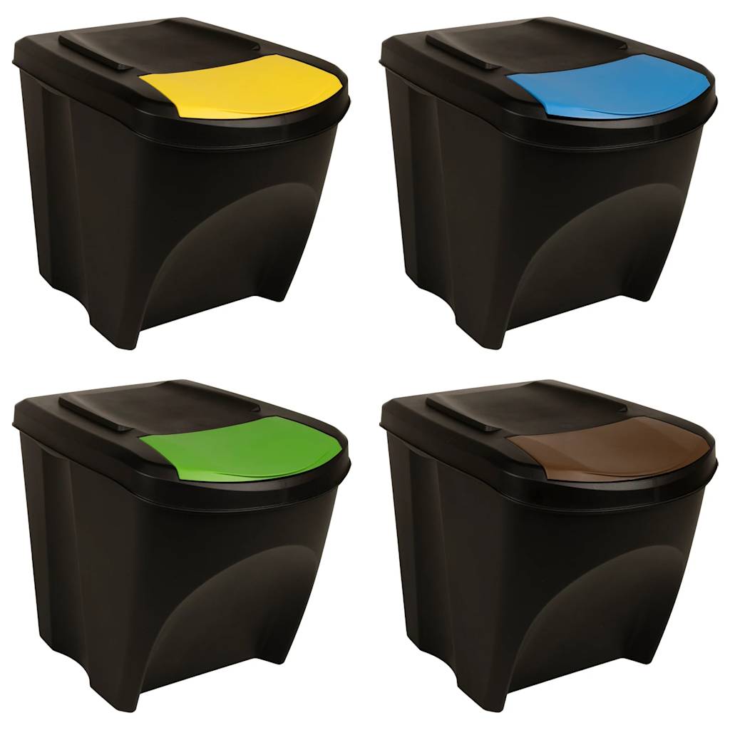 Stackable Garbage Bin Boxes 3 pcs Anthracite 75 L Polypropylene