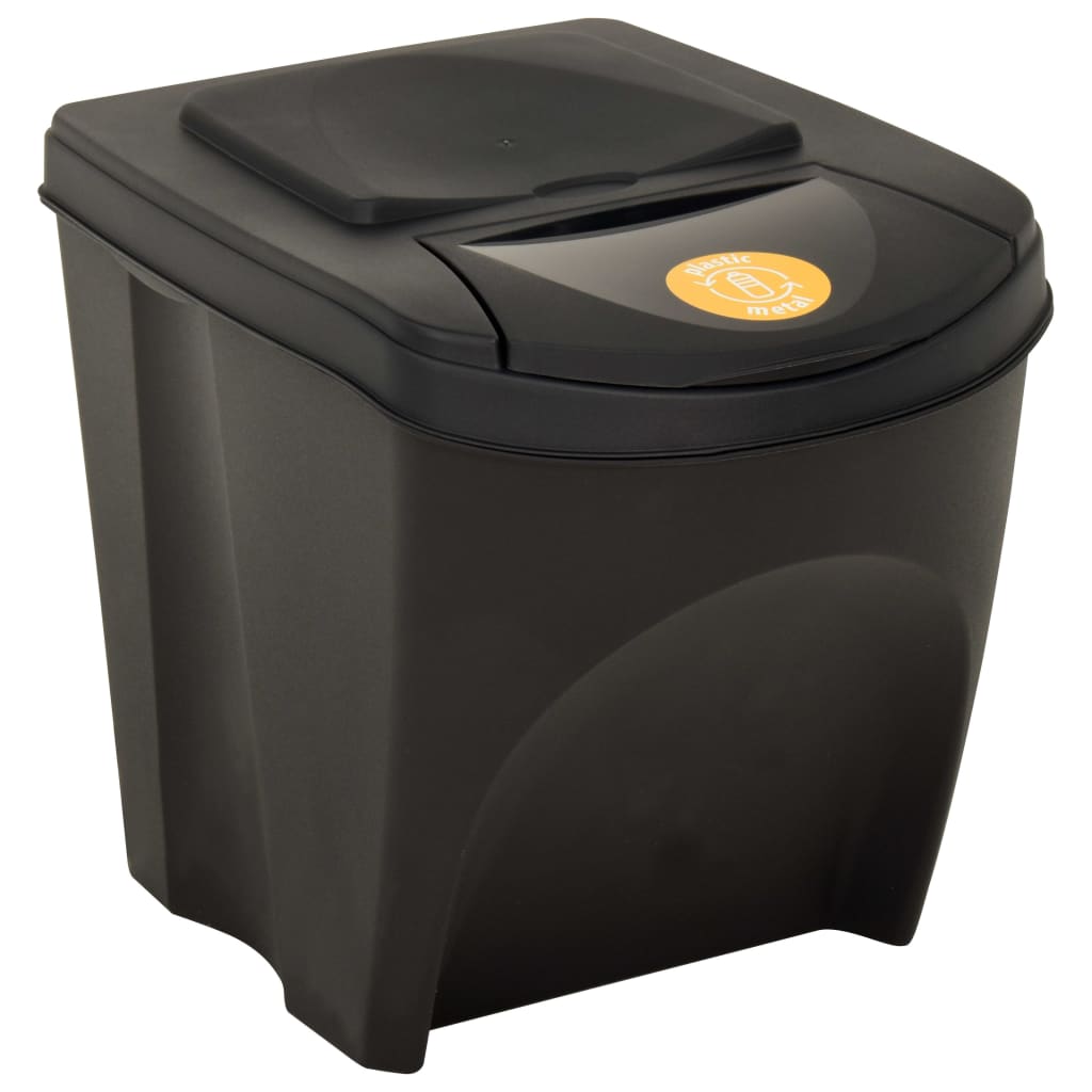 Stackable Garbage Bin Boxes 3 pcs Anthracite 75 L Polypropylene