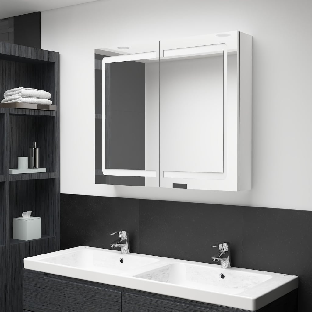 LED Bathroom Mirror Cabinet Shining White 80x12x68 cm