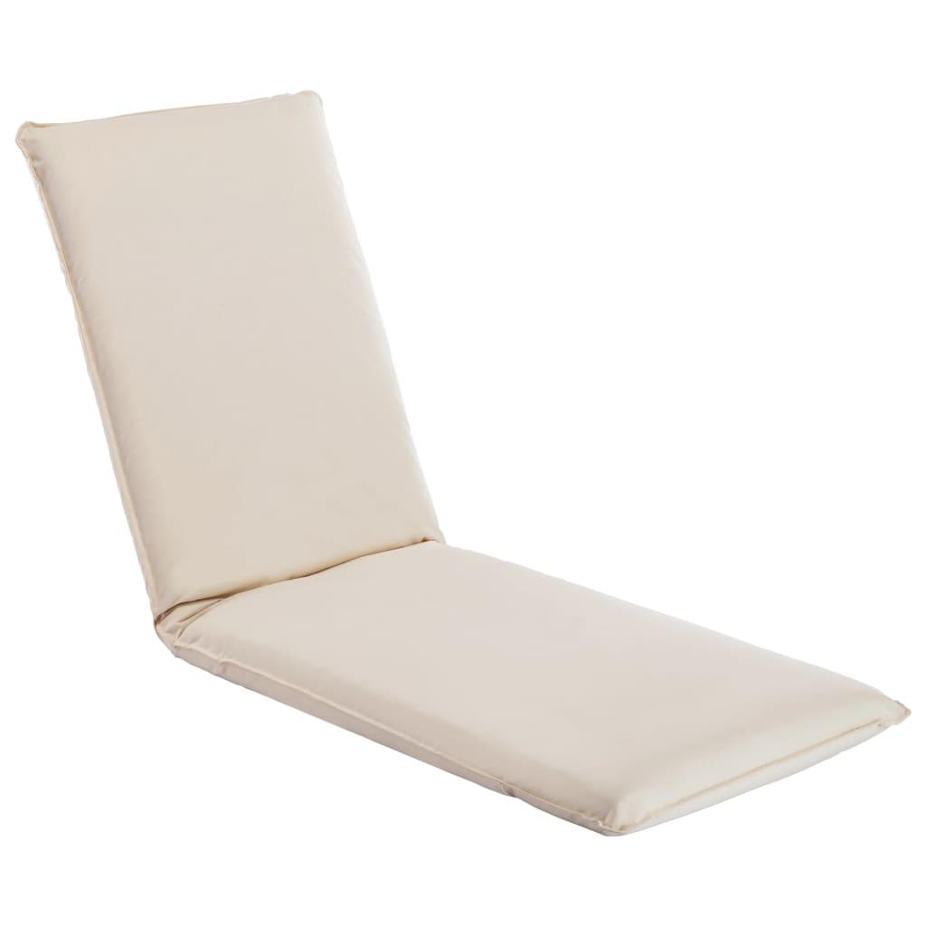 Foldable Sunlounger Oxford Fabric Cream White