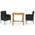 3 Piece Garden Dining Set Black