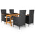 5 Piece Garden Dining Set Black