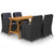 5 Piece Garden Dining Set Black
