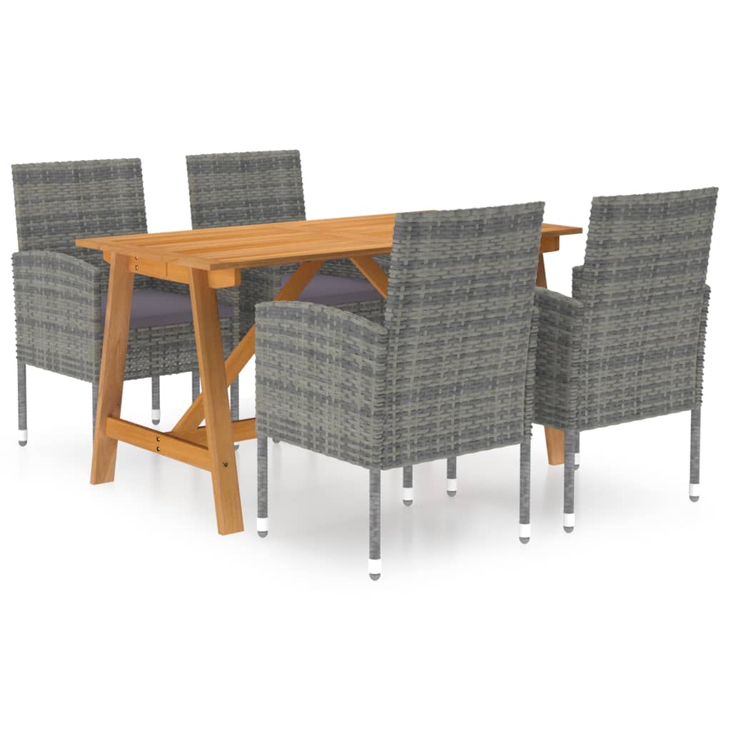 5 Piece Garden Dining Set Grey