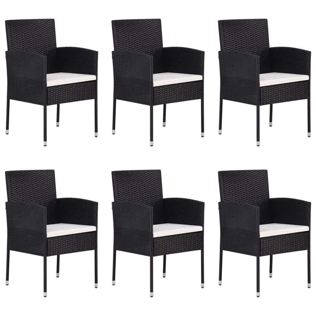 7 Piece Garden Dining Set Black