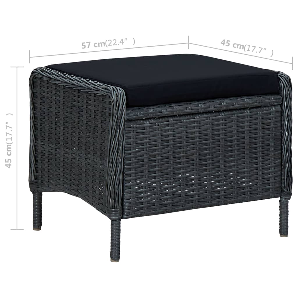 9 Piece Garden Dining Set Dark Grey