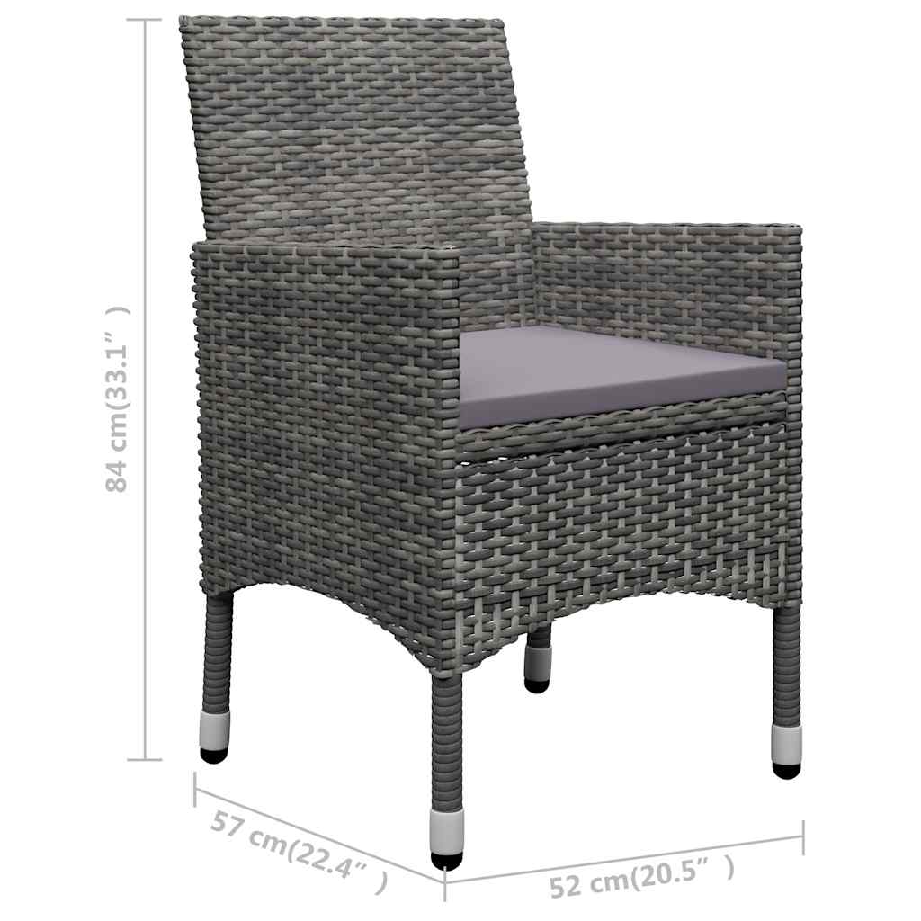 3 Piece Garden Dining Set Grey