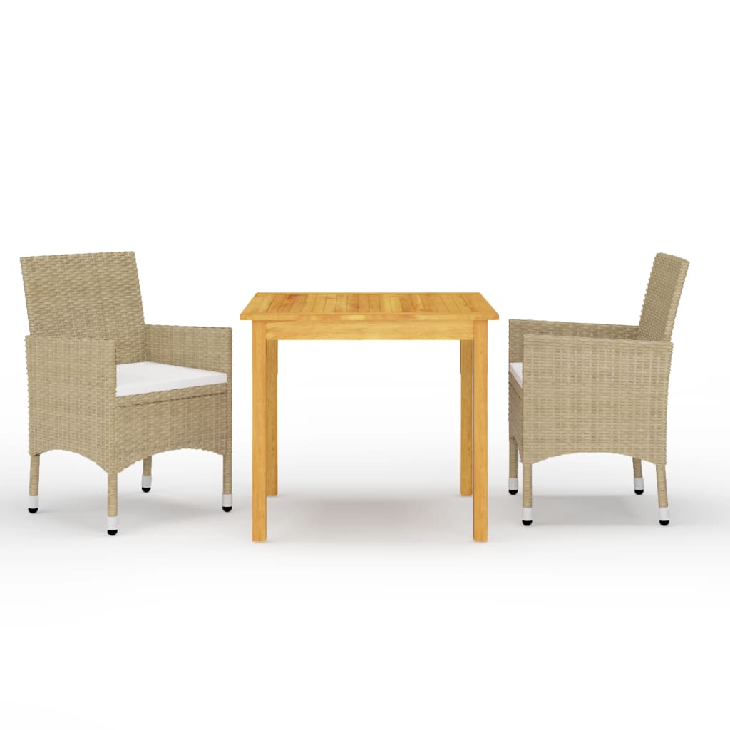 3 Piece Garden Dining Set Beige