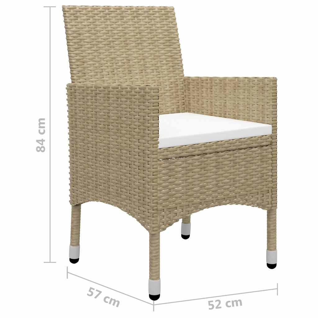 3 Piece Garden Dining Set Beige
