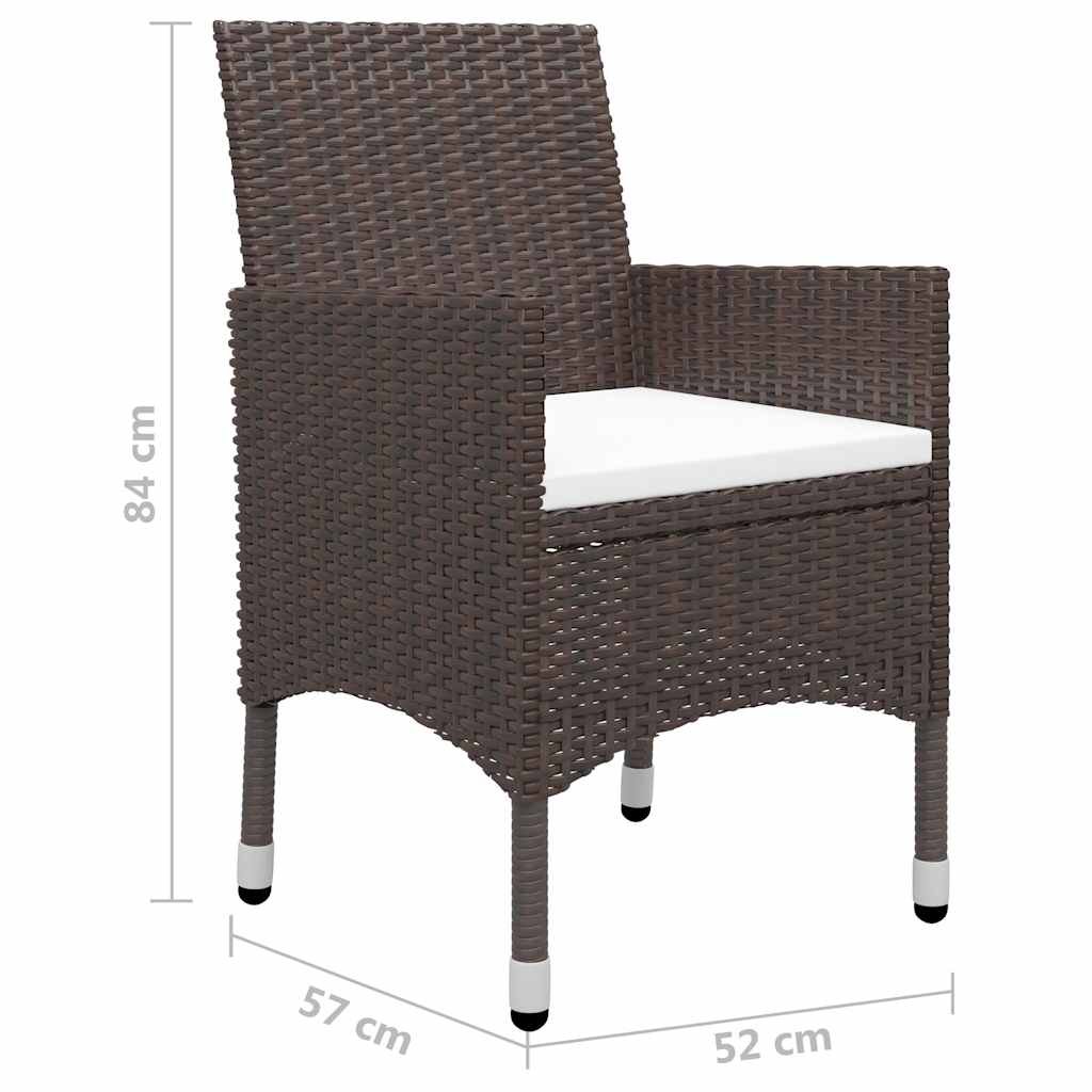 3 Piece Garden Dining Set Brown