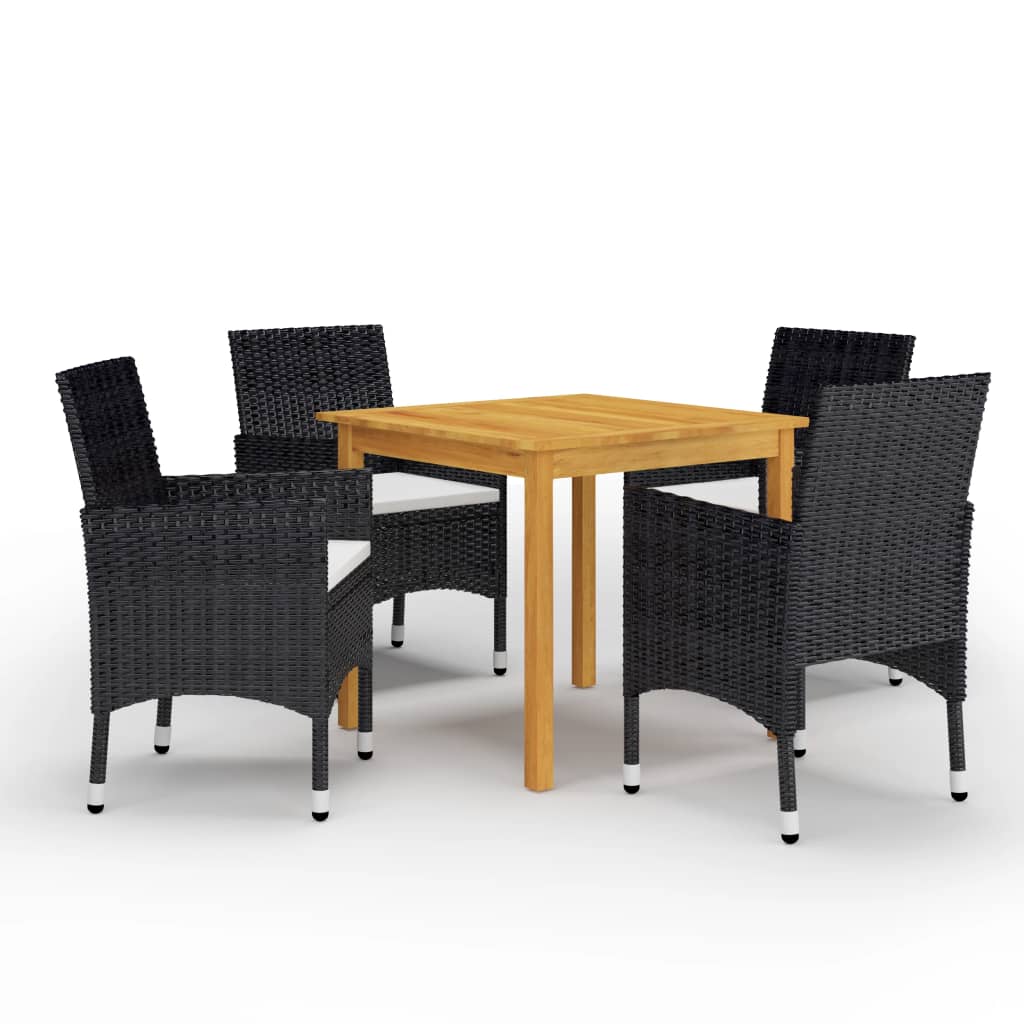 5 Piece Garden Dining Set Black