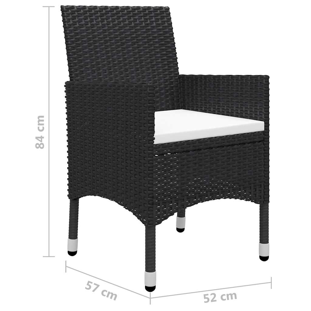 5 Piece Garden Dining Set Black