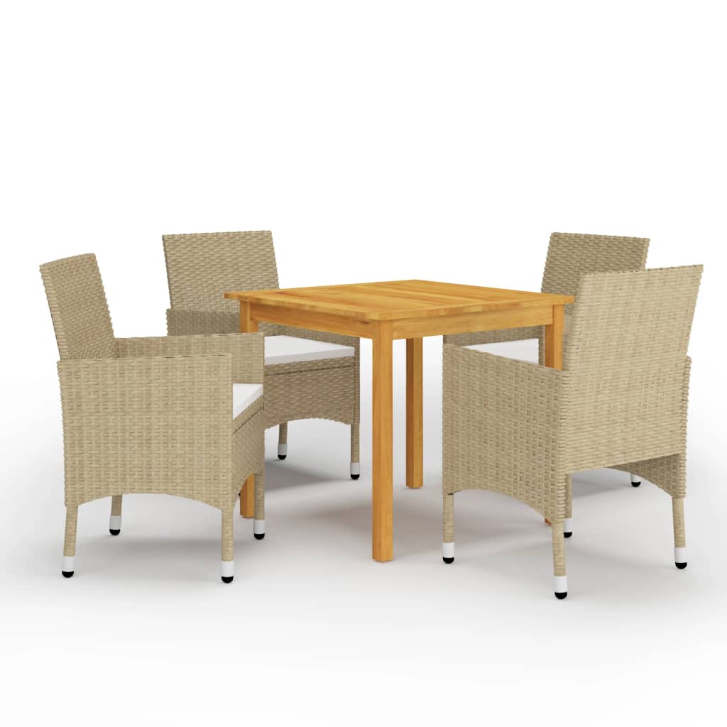 5 Piece Garden Dining Set Beige