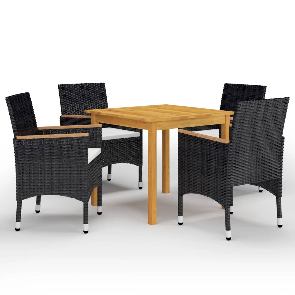 5 Piece Garden Dining Set Black