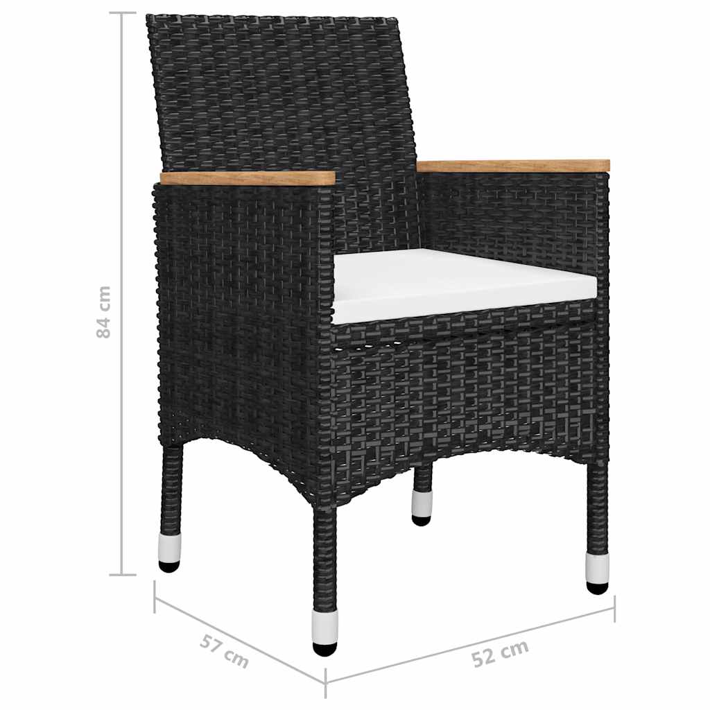 5 Piece Garden Dining Set Black