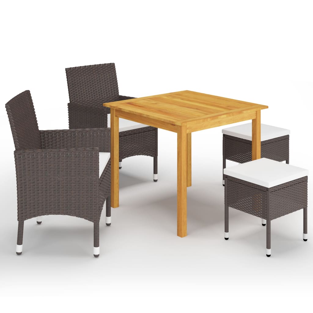 5 Piece Garden Dining Set Brown