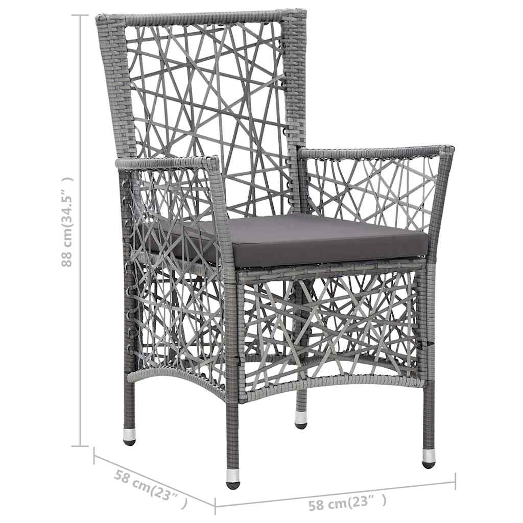 3 Piece Garden Dining Set Grey