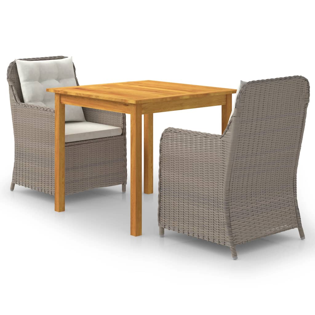 3 Piece Garden Dining Set Brown