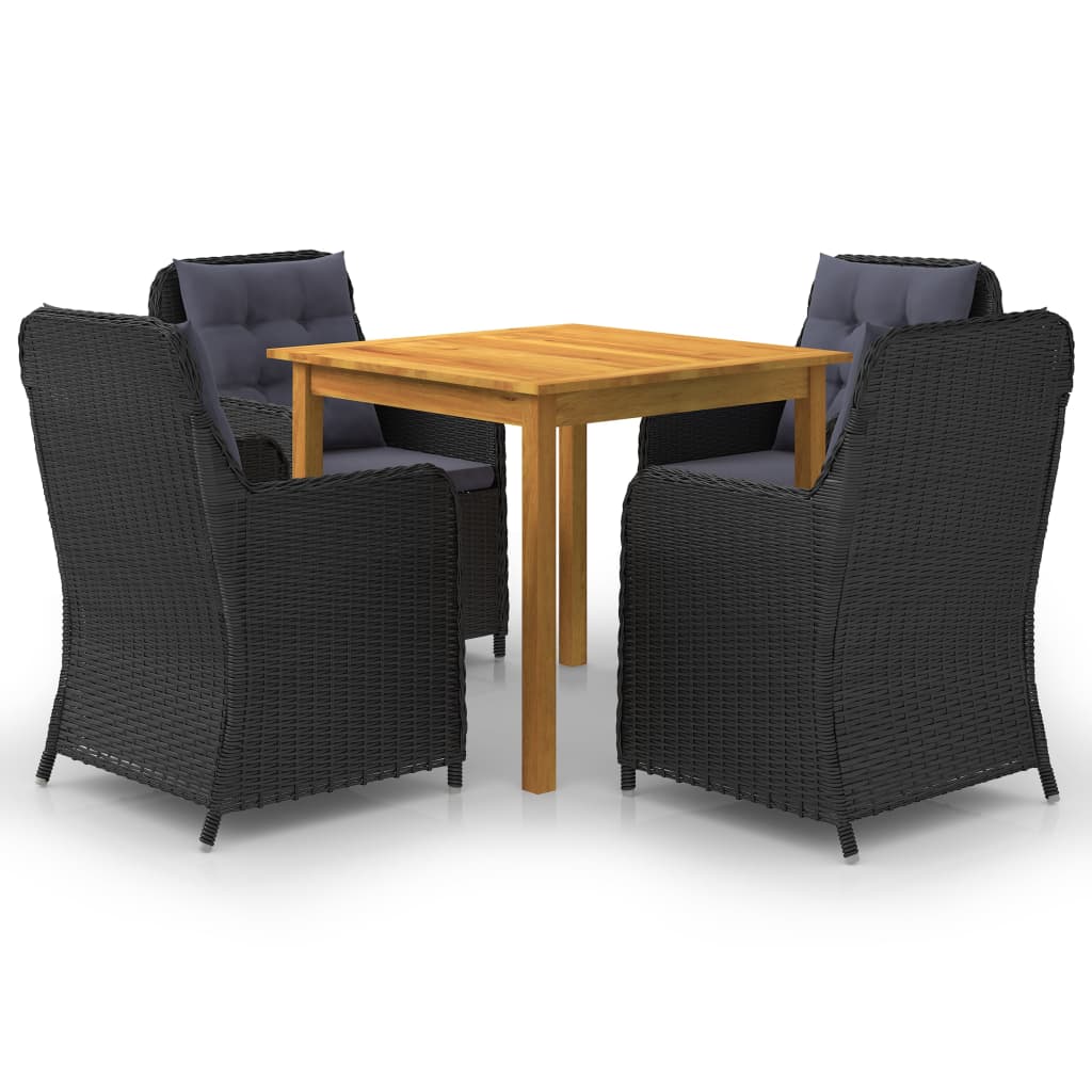 5 Piece Garden Dining Set Black