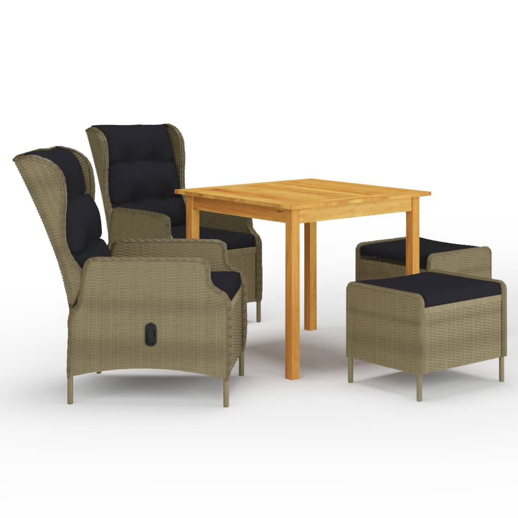 5 Piece Garden Dining Set Brown