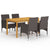 5 Piece Garden Dining Set Brown