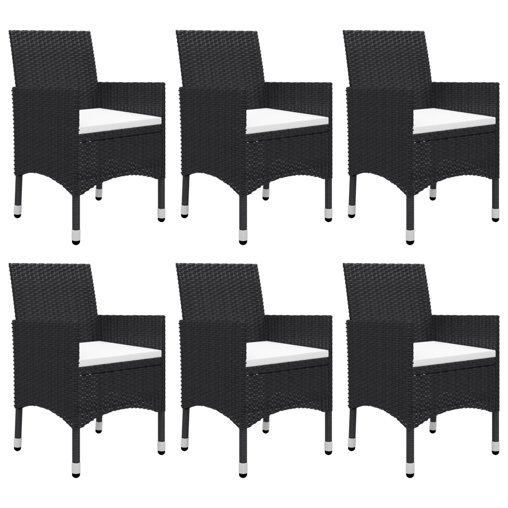 7 Piece Garden Dining Set Black