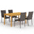 5 Piece Garden Dining Set Brown