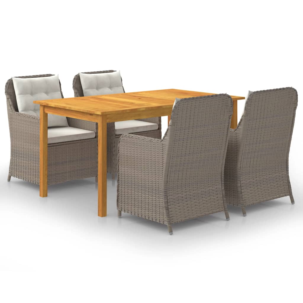 5 Piece Garden Dining Set Brown